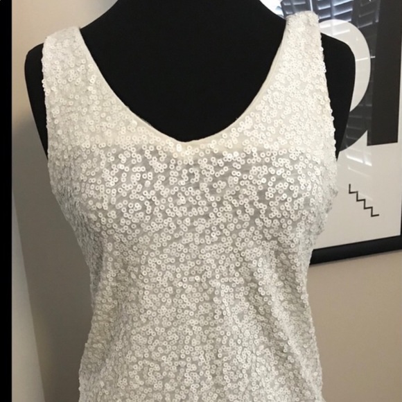 J. Crew White Sequined tank Small - Picture 3 of 16